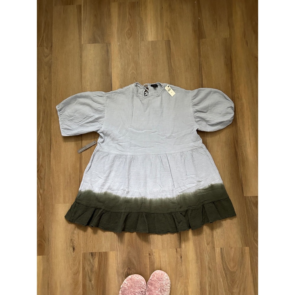 Current Air Dariya Dip Dyed Tunic Dress XS Blue Green Ombre Boho Anthropologie - Picture 2 of 9